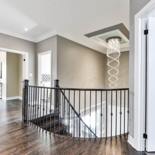 Re-stained Staircase and Hardwood Floor